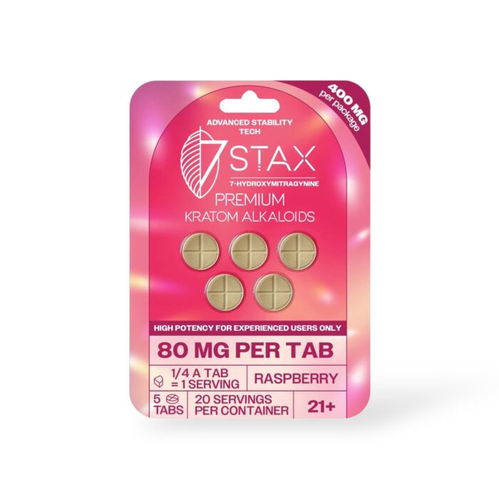 7 Stax 7 Hydroxymitragynine Tablets Raspberry 80mg Per Tablet