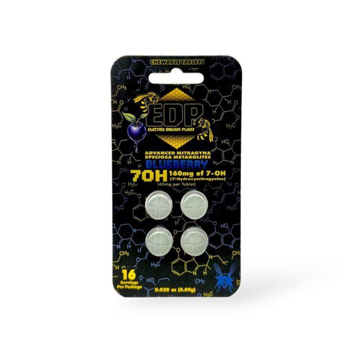 EDP 7OH 7-hydroxymitragynine Kratom Extract Tablets Blueberry 40mg Per Tablet