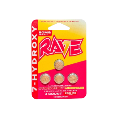 Rave 7-Hydroxy Sublingual Chewable Tablets Strawberry Lemonade 50mg per Tablet